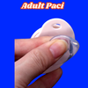 Oversized pacifier for adults, highlighting its safety features and medical-grade materials.